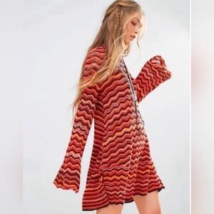 Free People Ziggy Chevron Bell Sleeve Sweater Dress